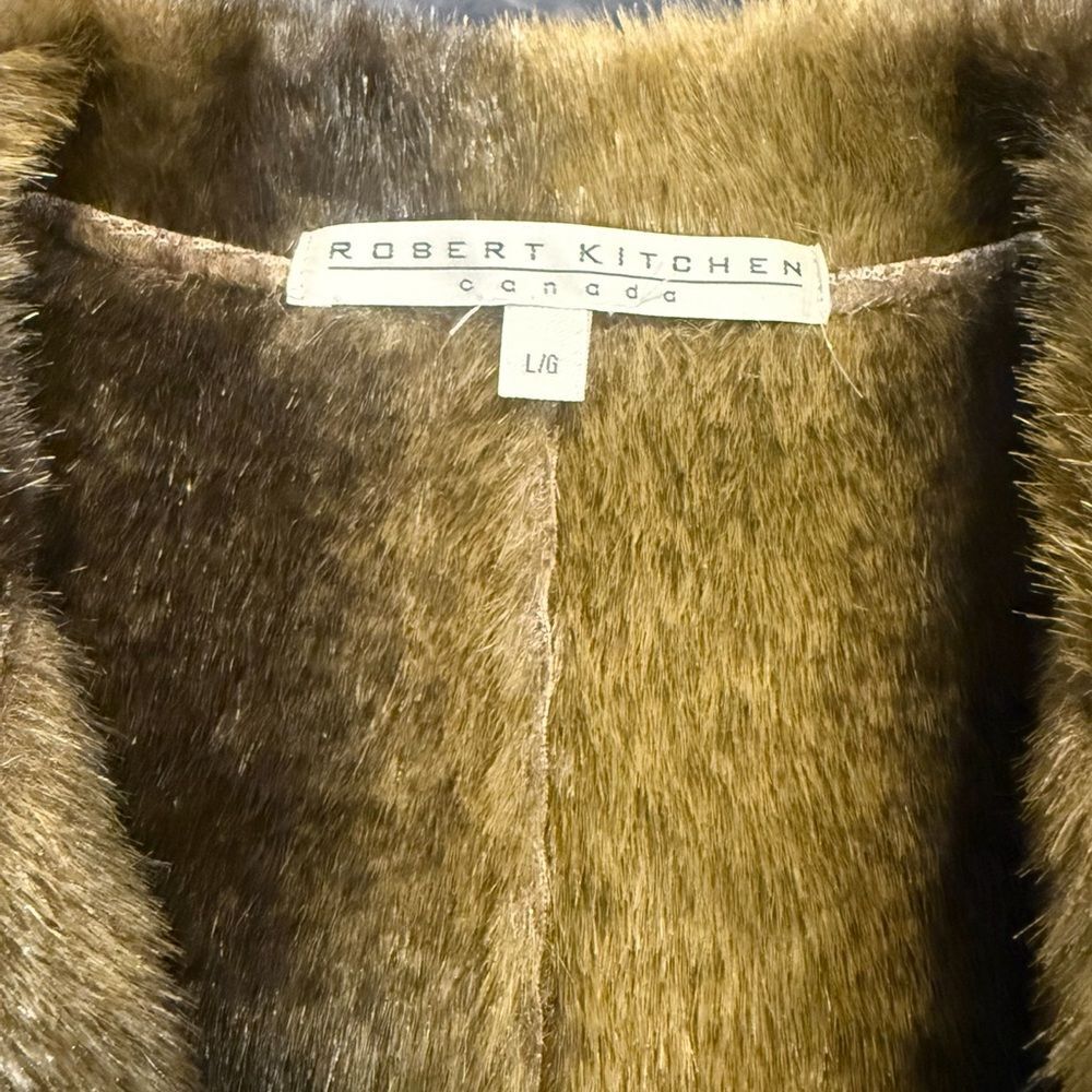 Robert Kitchen Canada Reversible Jacket Faux Fur Faux Suede Leaf Print W’s L - Picture 8 of 11